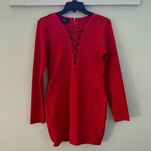 Bebe Red Bandage Dress Large NWOT